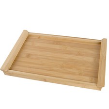 Image of E&W Natural Bamboo Tray for Serving, Rectangle Tray for Snacks with Raised Edges