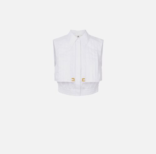 ELISABETTA FRANCHI Camicia cropped in popeline con mantellina CA05351E2 P/E25