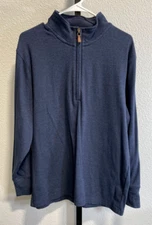 The Normal Brand Mens Lightweight Quarter Zip Pullover Shirt Navy Size M