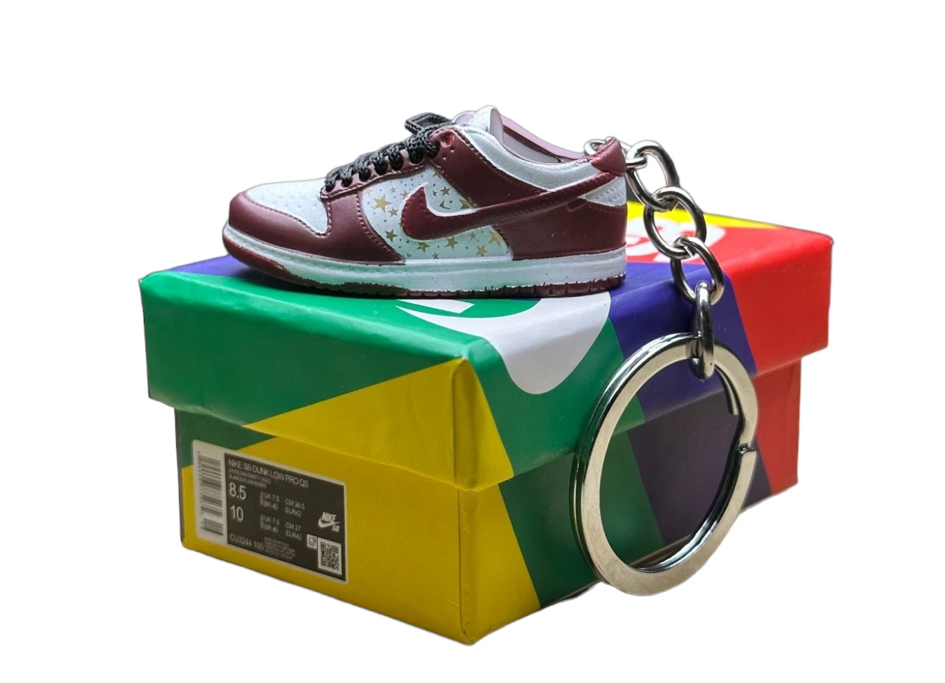 Porte clés Supreme x SB Low Dunks Trainer avec mini boîte à chaussures