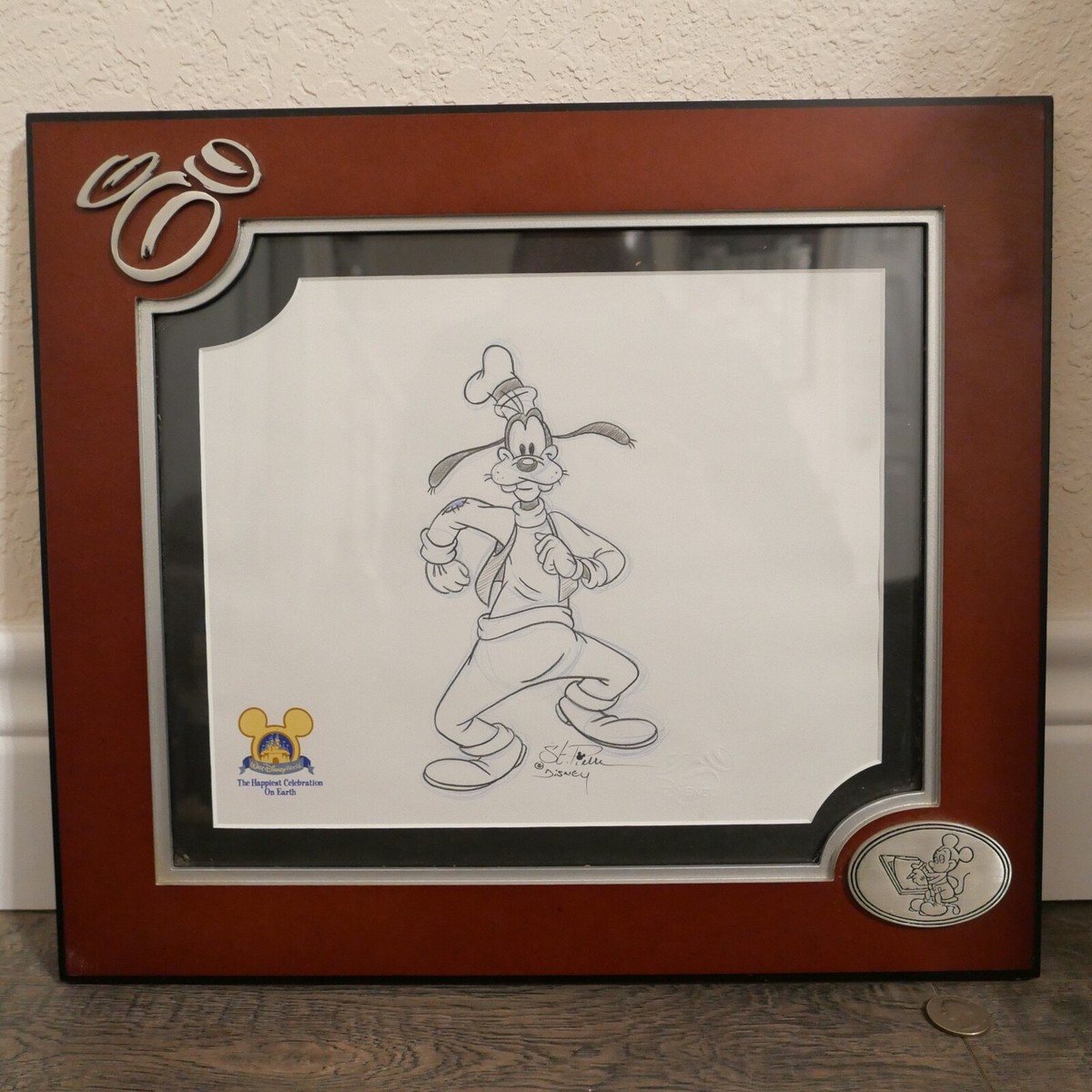 Disney Framed Goofy Original Sketch Signed ST. PIERRE 2005 50th