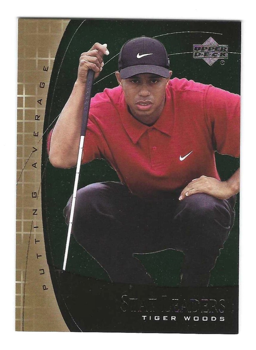 2001 UPPER DECK #SL7 TIGER WOODS STAT LEADERS PUTTING ROOKIE GOLF CARD (NrMT-MT)