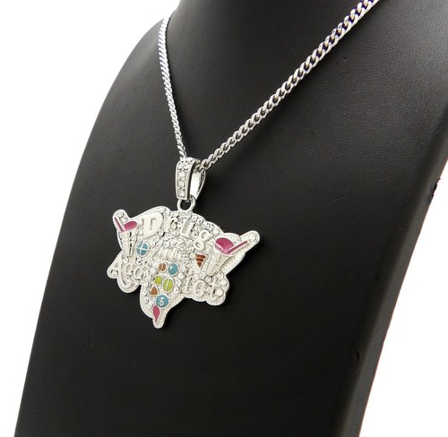 Collar Colgante Plata PT Bomba de Hilo DROGADICTO Cadena de Cuerda Cubana Hip Hop eBay