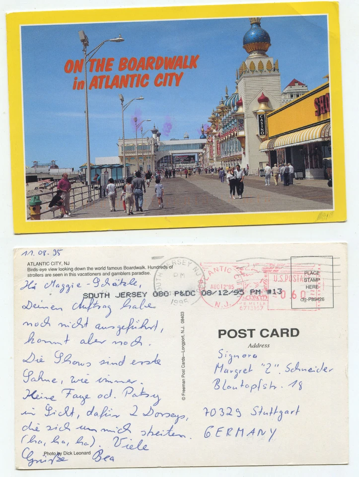 22709 - Maschinen- und Freistempel:Atlantic City und South Jersey 12.8.1995 - Bild 1 von 1