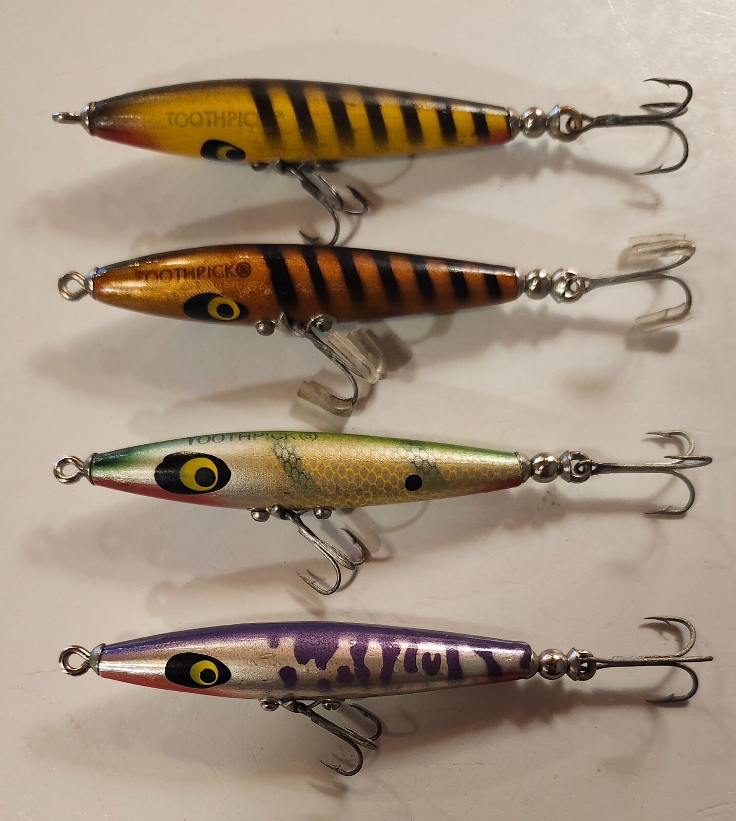 4 SMITHWICK 1963 DEVILS TOOTHPICK C1000 TRUE VINTAGE WOODEN FISHING