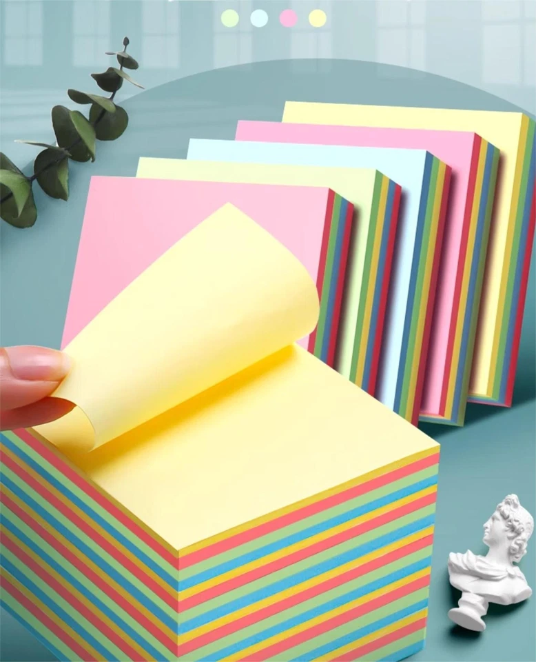 100 sheers/pack Sticky Notes 4 color Self-Stick Pads 3x3in colorful paper school - Image 3 of 4