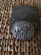 Vintage Siskiyou Belt Buckle Mare  Colt Horses 1983