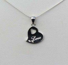 Heart Shaped Petite Pendant Necklace 14k White Gold Plated Silver