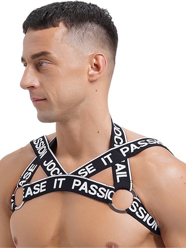 Cintura uomo sexy elastica body petto imbracatura o-ring cinghie muscolari top clubwear - Foto 105 di 124