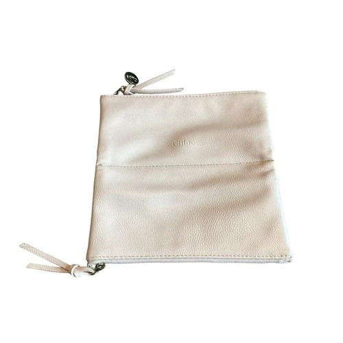 Chloe Parfum Creme Foldover Clutch Tasche Kosmetik Make-up Pebbled Cream GWP