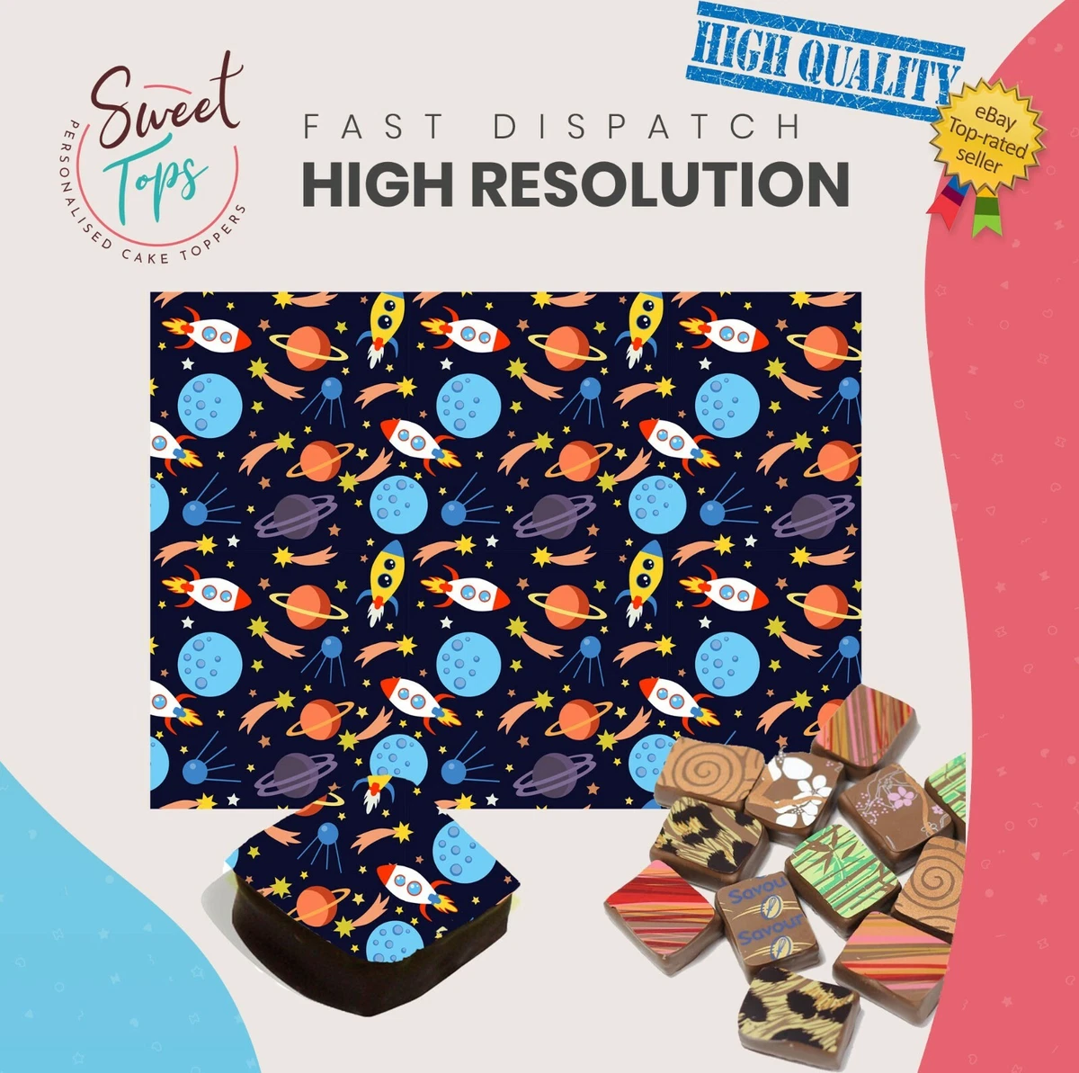 Chocolate Transfer Sheet (Space, Rockets, Planet) Edible for Decorations A4  Size | eBay