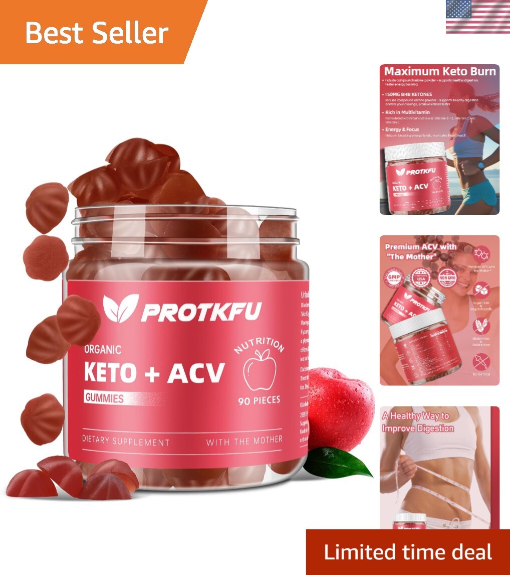 Delicious Vegan Keto Gummies with ACV - 90 Count for Health & Hunger Control