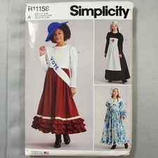 Simplicity Pattern R11158 Girls Costume Dress Red Cross Nun Colonial 7-14 UNCUT