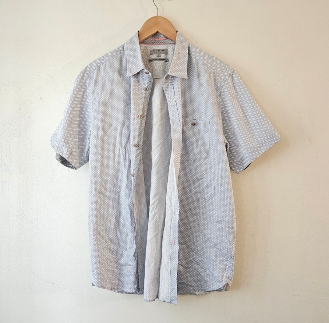 Ted Baker Patterned Light Blue Button Down Shirt … - image 1