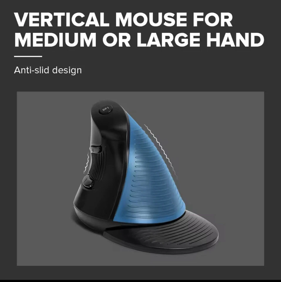 Delux M618BU Ergonomic Office Vertical Mouse With 6 Buttons 600/1000/1600 DPI - Image 4 of 4