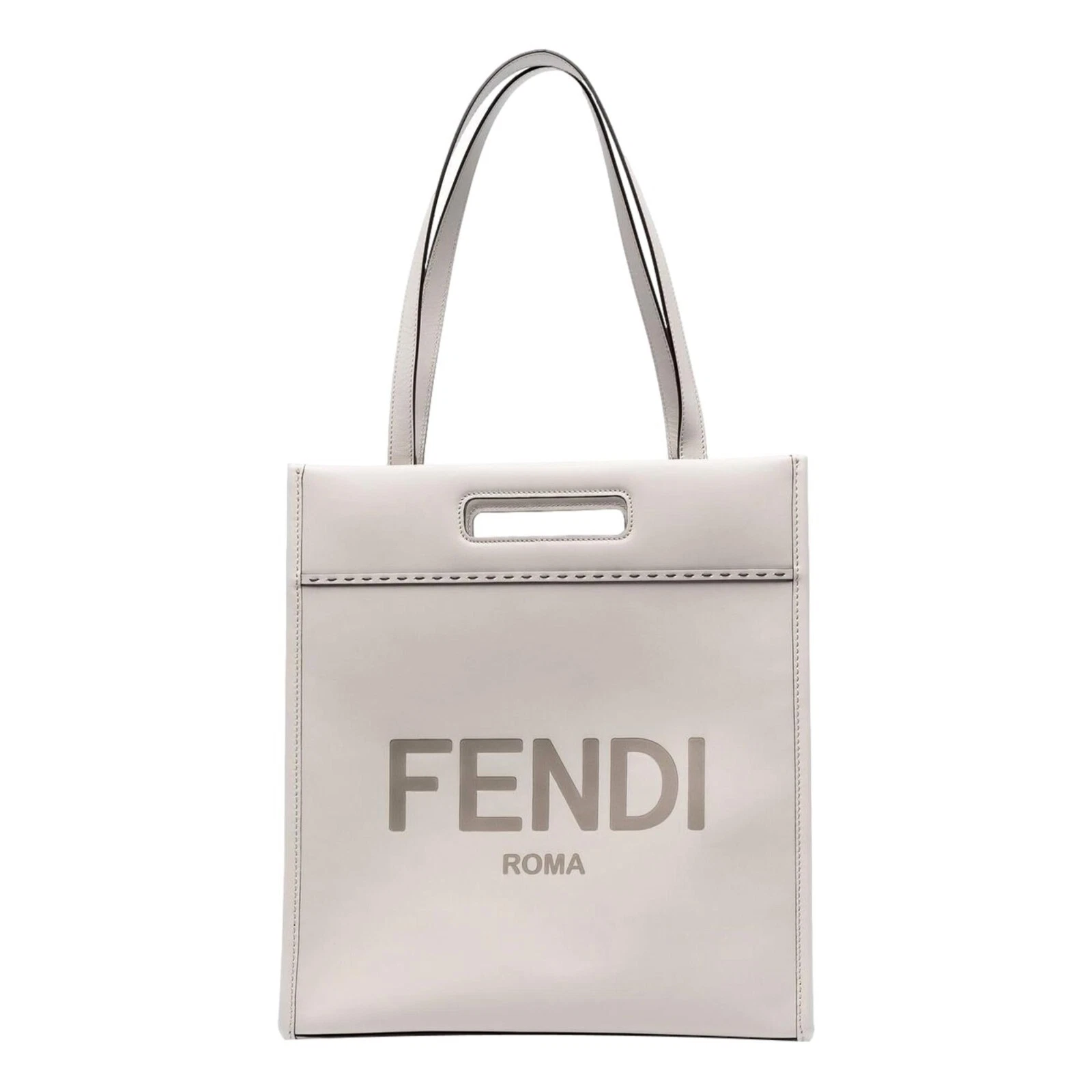 Borsa Fendi Roma Ghiaia in pelle di vitello bianca nuova