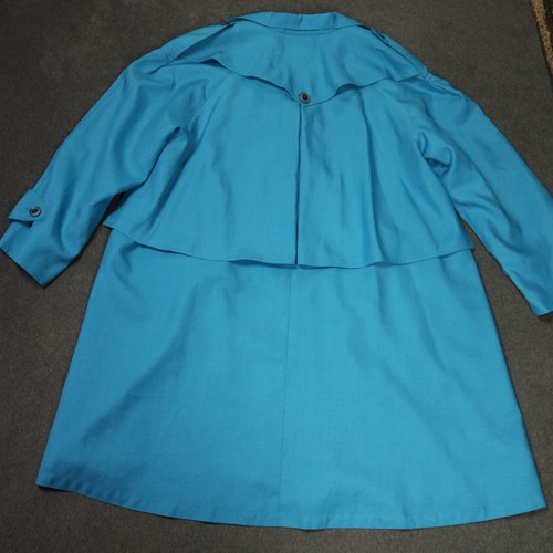Vintage 80s Portrait Trenchcoat Lined Pockets Button Below the Knee Blue 10 - Picture 11 of 24