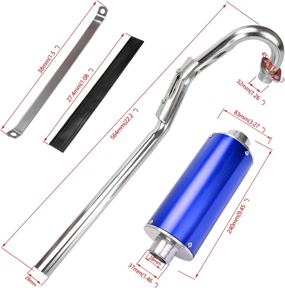 Kit de montaje de silenciador de escape azul para moto de cross XR50 CRF50 SSR SDG Pit Foto 2 de 4