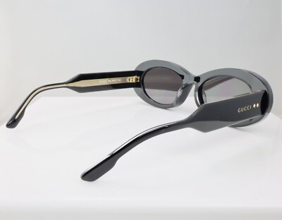 Gucci GG1527S 001 54mm Oval Black Women Sunglasses with Grey