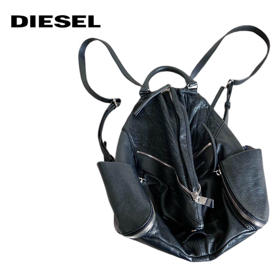 Diesel Women Le Zipper Mhonic Leather Backpack 39x29x14cm