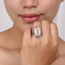 925 Solid Sterling Silver Ring Natural Cowrie Shell Gemstone Cowry Shell JSR09