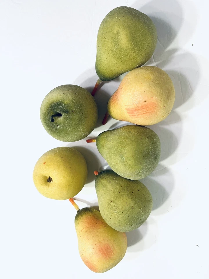 Lote 10 peras y manzanas imitación fruta azúcar esmerilado puesta en escena utilería rústica granja Foto 4 de 4