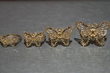14K Solid Yellow Gold Beautiful Dia Shine Cut Butterfly With CZ Rings. Size 7
