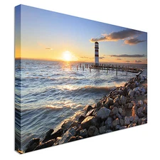 Lighthouse at Lake Neusiedl Canvas Wall Art Picture Print
