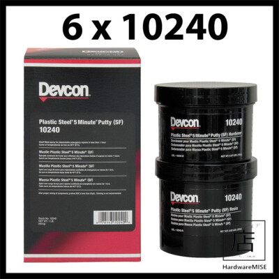 6pcs Devcon 10240 Plastic Steel 5 minutes Putty (SF) 1 lb. Kit