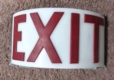 Original 1920's Pressed Milk Glass Semicircular Exit Light with Hanging Bracket