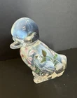 Fenton Opalescent Hand Painted And Signed Glass Duck Figurine