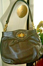 Maxx Ny Large Brown Pebbled Cowhide Leather Shoulder Hobo Bag