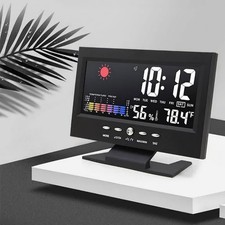 Digital Weather Forecast Clock With Alarm Clock - Color LCD Display with Date, T
