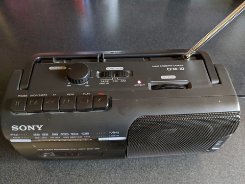 Sony CFM-10 AM/FM Radio Cassette Recorder/ Player, Vintage, Tested Works.