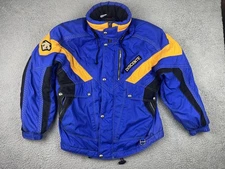VINTAGE Descente Ski Jacket Mens Medium Blue Yellow Hooded Insulated 90s D8-8876