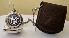 Danbury Mint NY Yankees Pocket Watch w/Chain & Leather Belt Pouch