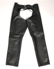 Purple Hog Motorcycle Black Leather Chaps Women L/XL Adjustable Riding USA Made