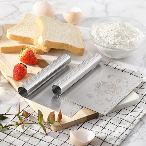 2PCS Bench Dough Scraper Cutter, LCCOWOT Stainless Steel 5.9*4.7, Silver  - Afbeelding 6 van 9