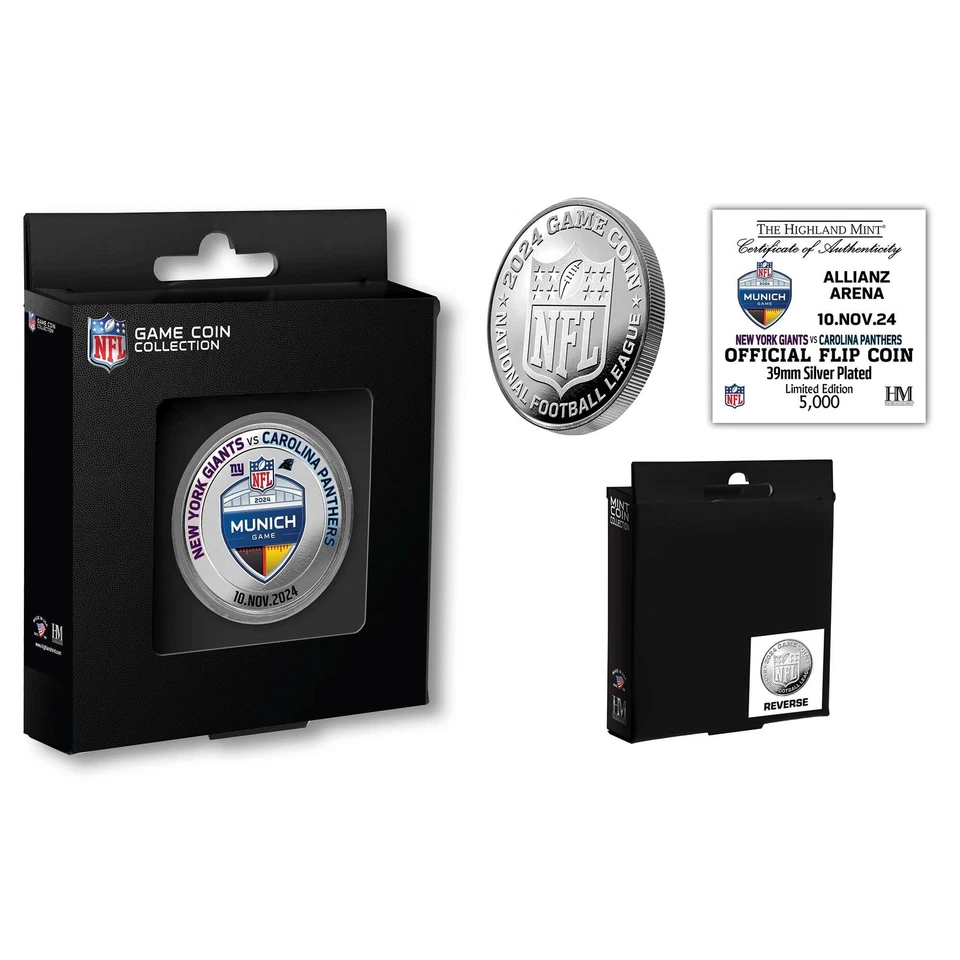 HIGHLAND MINT NFL Munich Game 2024 Official Flip Coin (39mm) Münze, silber
