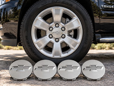 4x Chevy Wheel Center Caps Silver Bowtie Logo For Chevrolet Tahoe 2000-2013