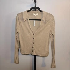 Madewell Ribbed Button Down Shirt XL Beige