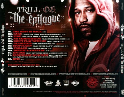 BUN B TRILL O.G.: THE EPILOGUE NEW CD