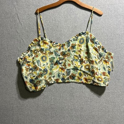 Anthropologie Floral Smocked Back Crop Top Multi-Color Plus Size 3X festival