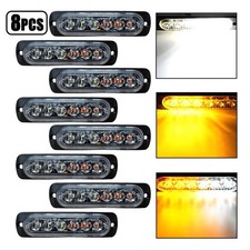 8x 6 Led Strobe Light Bar Car Truck Flashing Warning Hazard Beacon Amber White 8x 6 Led Strobe Light Bar Car Truck Flashing Warning Hazard Beacon Amber White