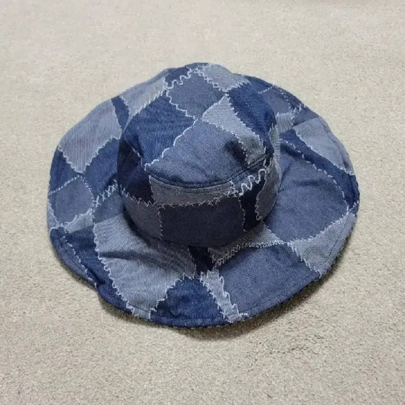 Patchwork Denim Bucket Hat with Wire Structure - image 1