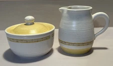 Vtg Franciscan Hacienda Gold Earthenware Creamer & Covered Sugar Bowl Very Good