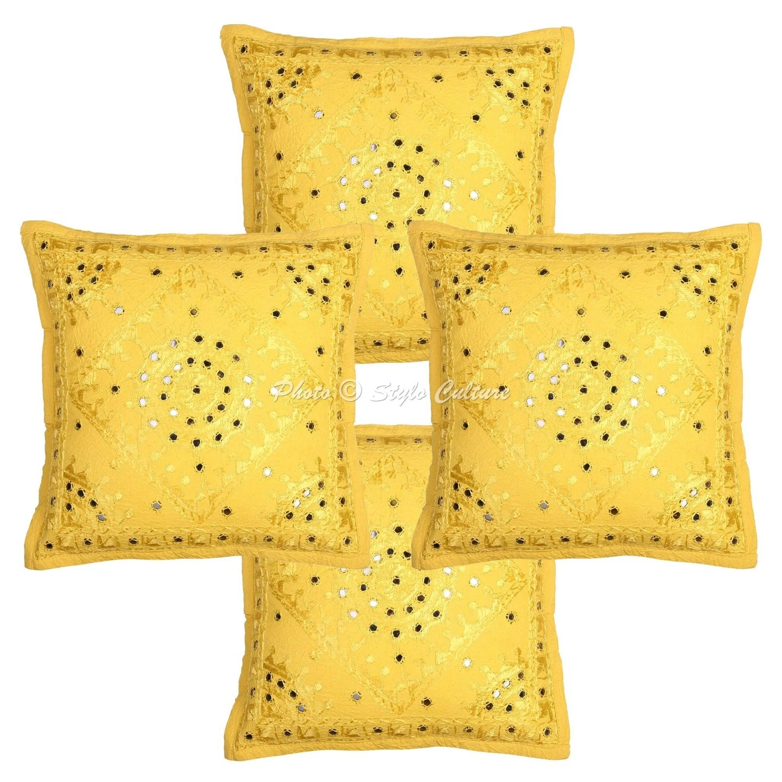 Embroidered Throw Pillow Covers 40x40 cm Cotton Mirror Home Decor Cushion Cover