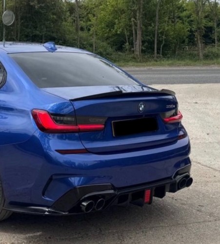FOR BMW 3 SERIES G20 G21 M SPORT GLOSS BLACK REAR DIFFUSER WITH LIGHT+TIPS 2018+ - Picture 8 of 10