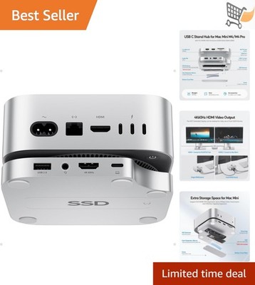 Mac Mini M4 Dock Aluminum Stand 4TB SSD Enclosure 4K HDMI USB-C Hub