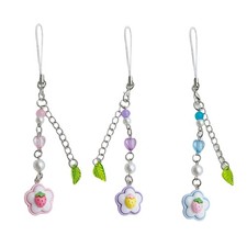 Trendy Acrylic Flower Heart Bead Phone Chain for Women Stylish Hanging Ornament